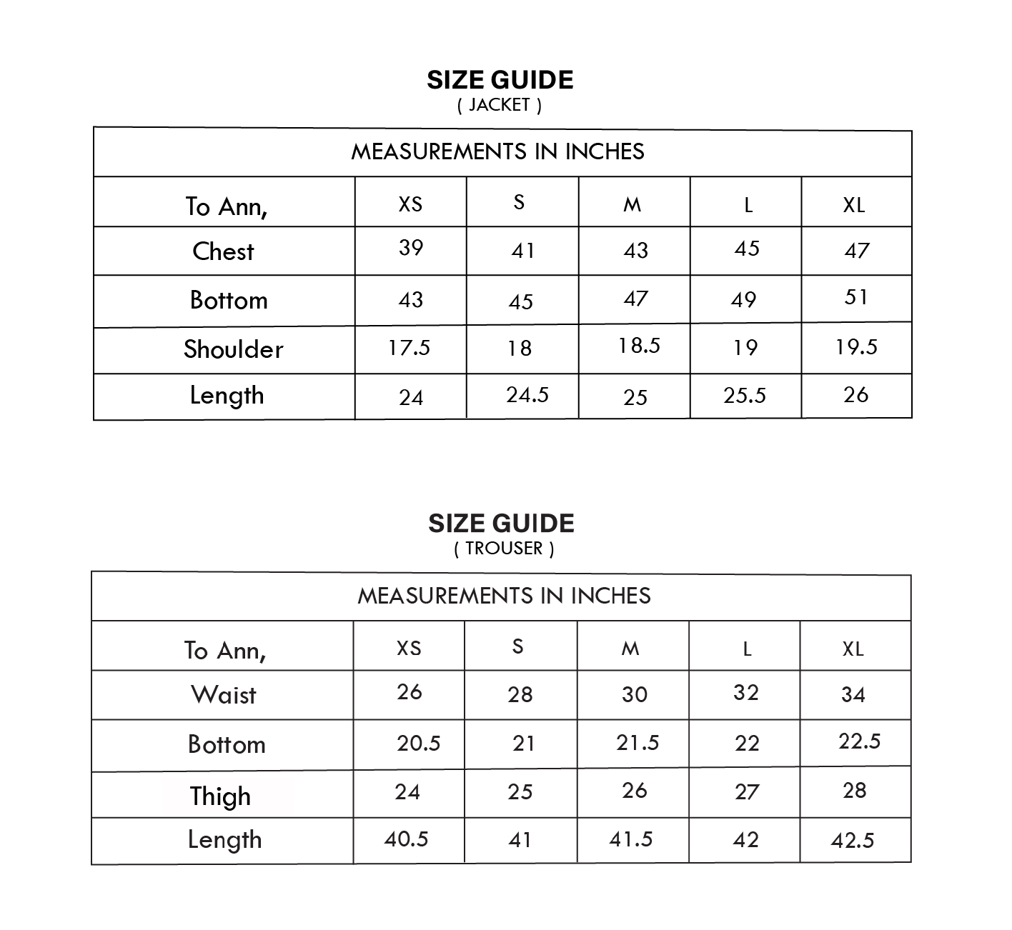 Size Chart