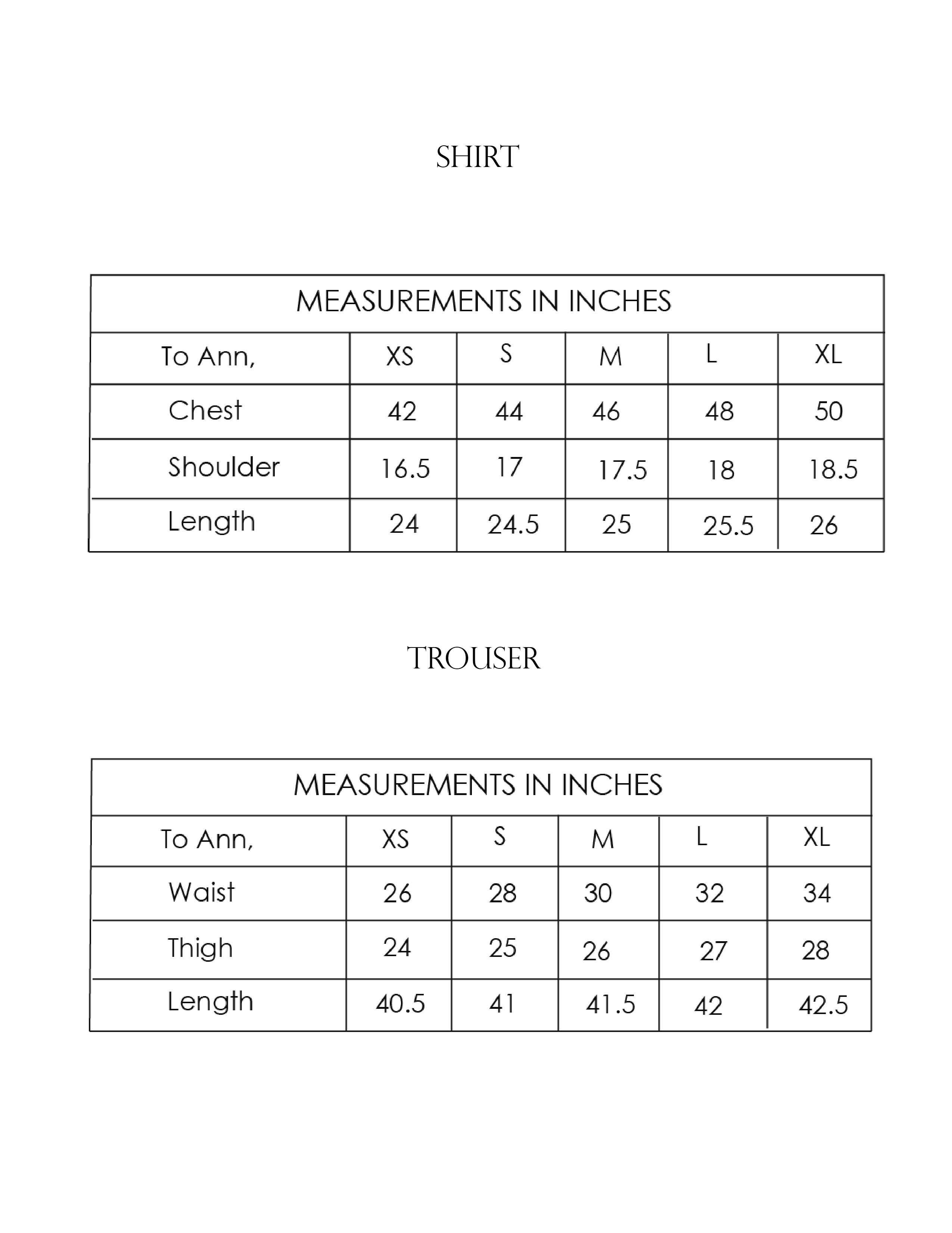 Size Chart