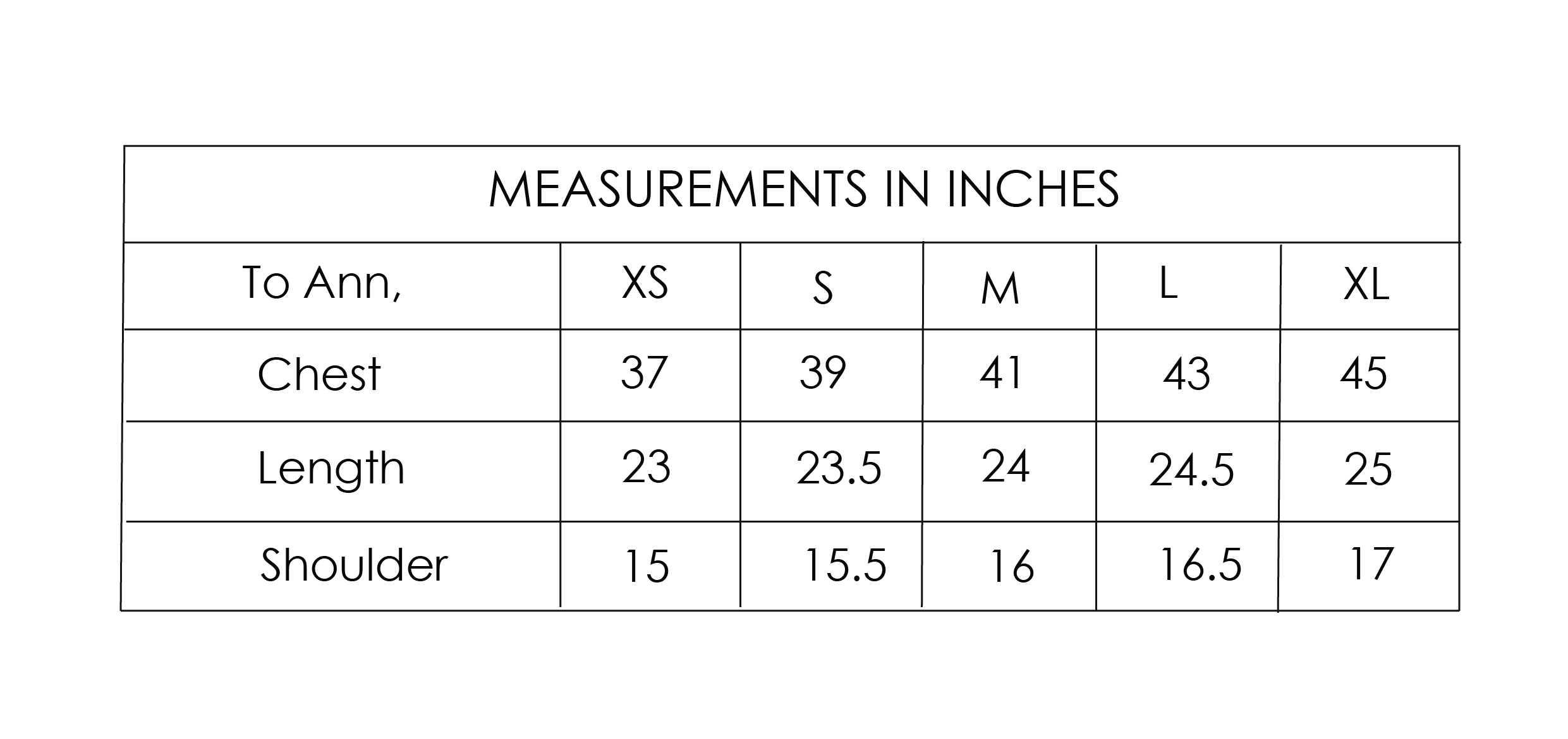 Size Chart
