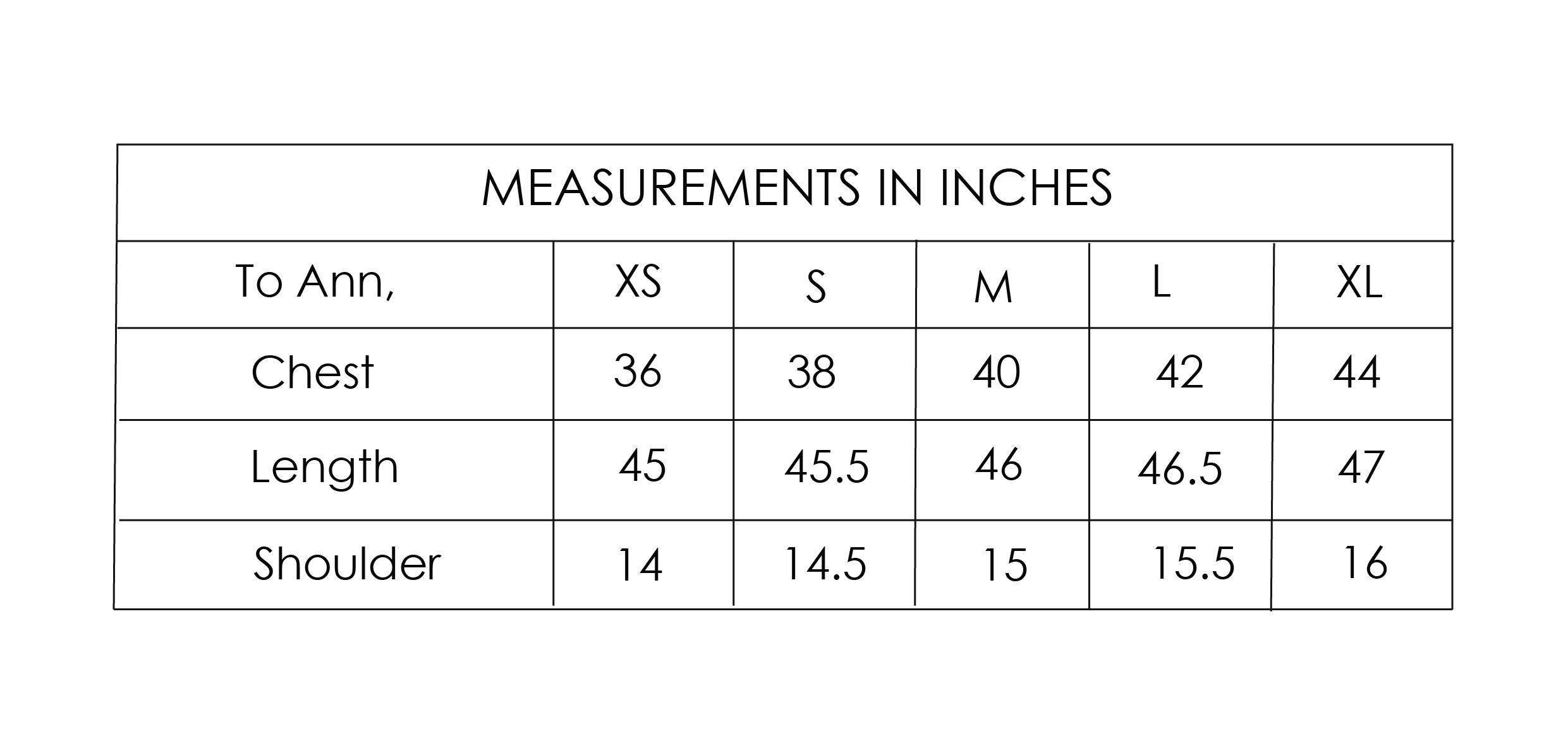 Size Chart