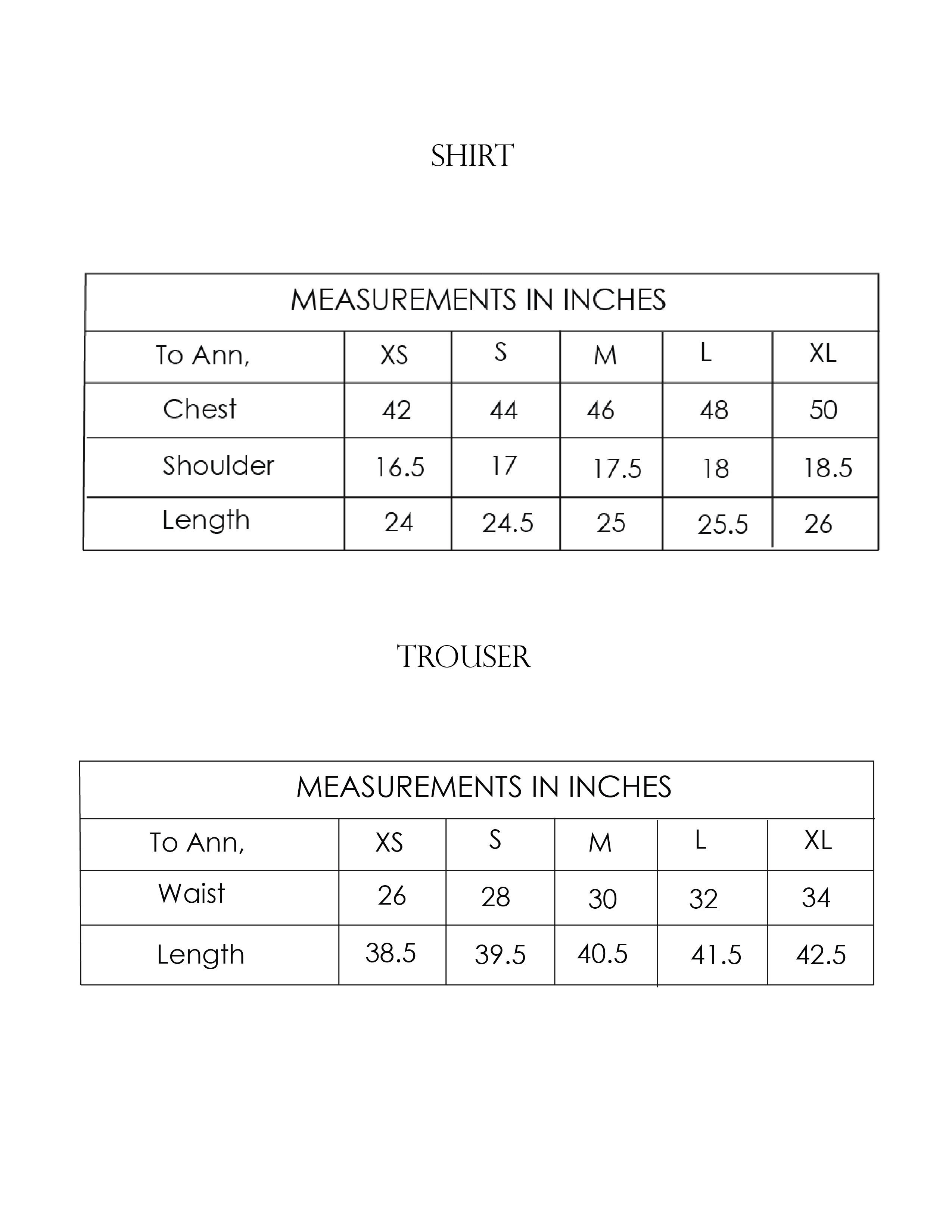 Size Chart