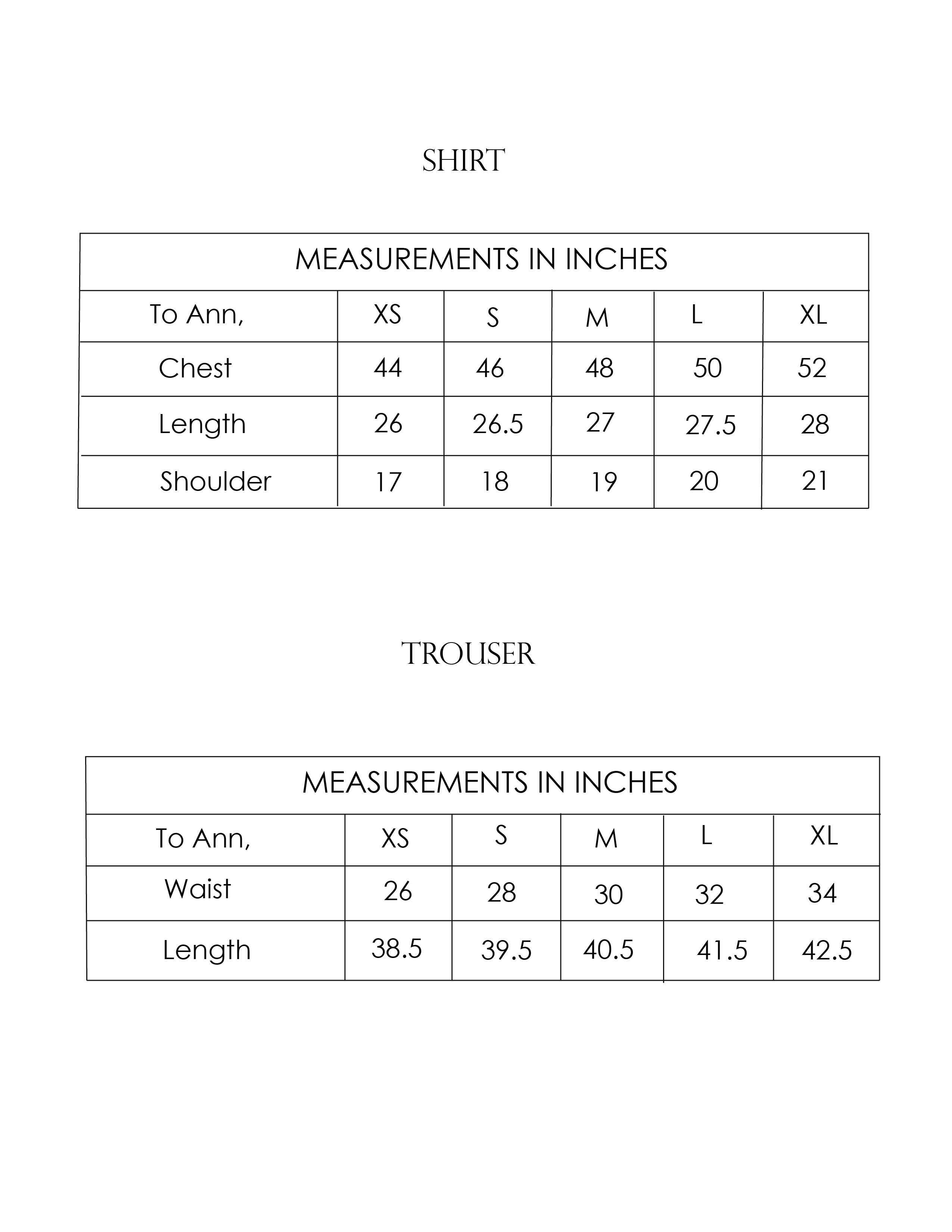Size Chart