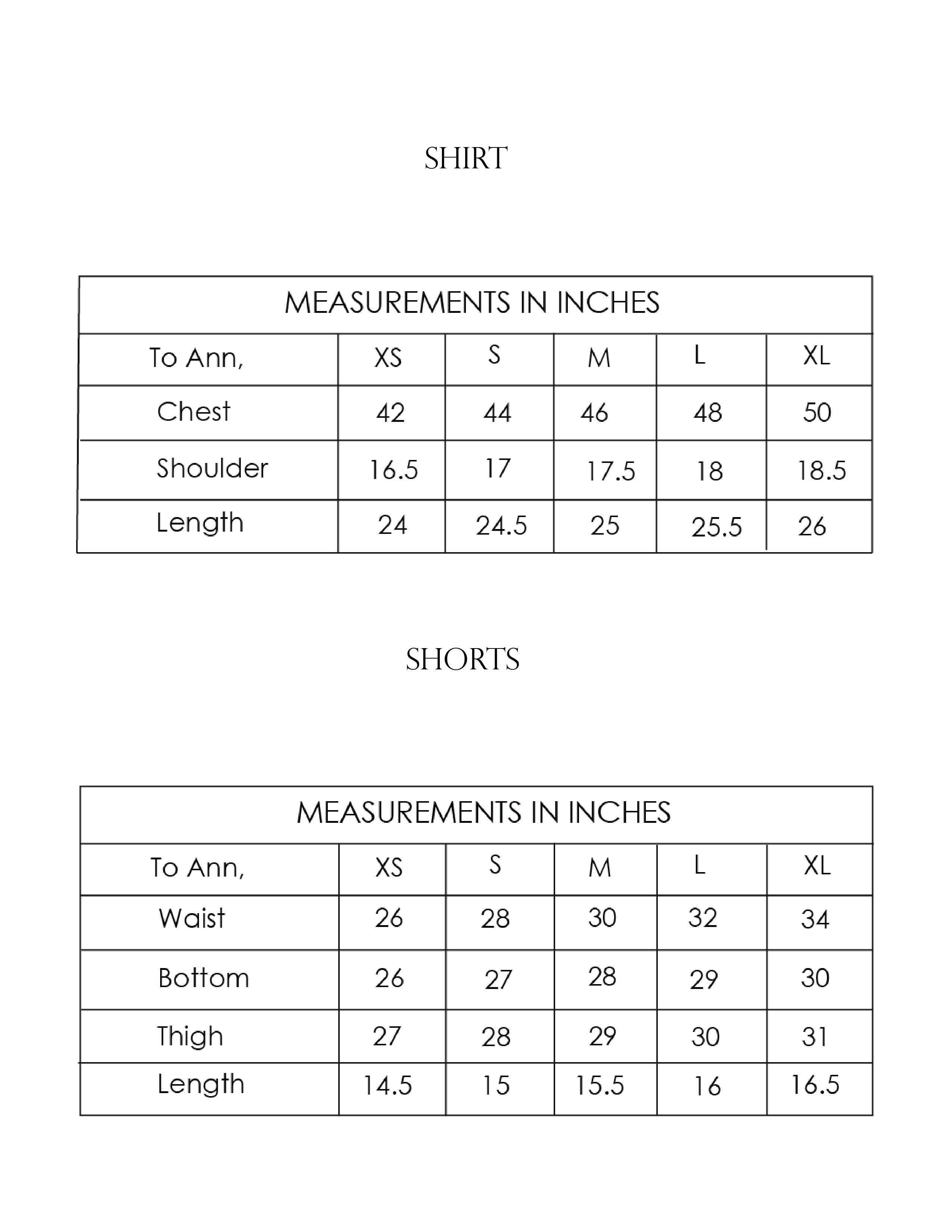Size Chart